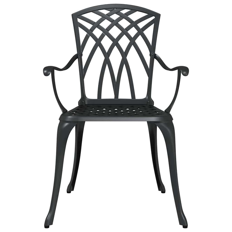 vidaXL Kerti Szék 2 pcs Fekete 55 x 56.5 x 91cm Alumínium