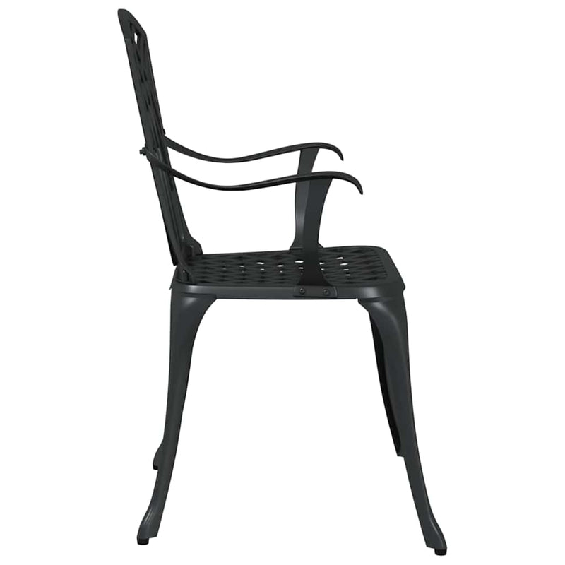 vidaXL Kerti Szék 2 pcs Fekete 55 x 56.5 x 91cm Alumínium