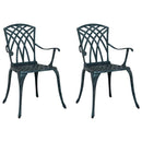 vidaXL Kerti Szék 2 pcs Zöld 53 x 51 x 88,5cm Alumínium