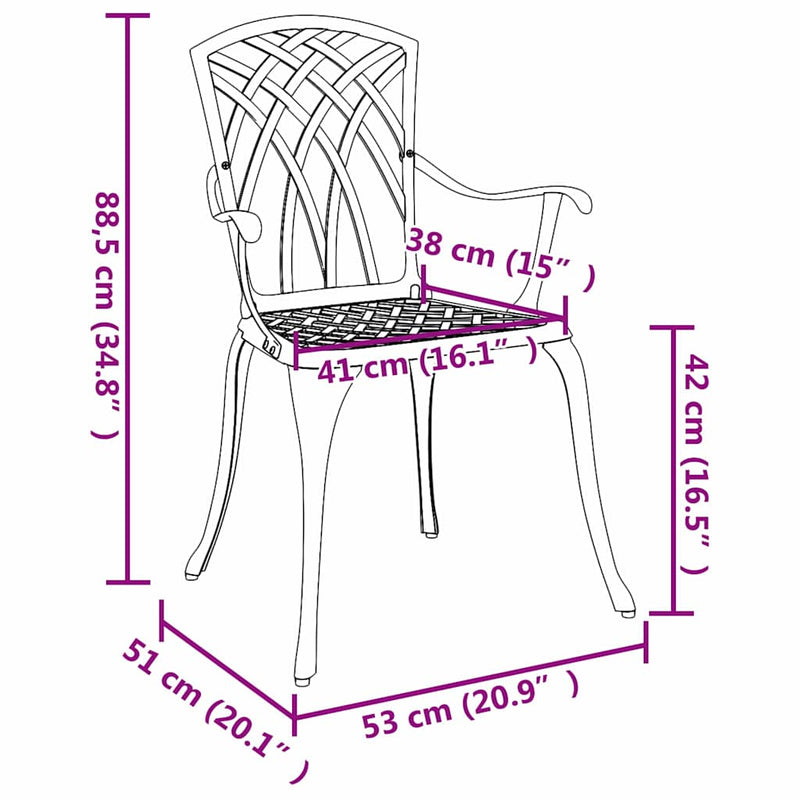 vidaXL Kerti Szék 2 pcs Zöld 55 x 56.5 x 91cm Alumínium