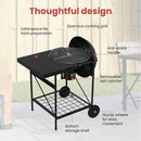 vidaXL Kültéri grill kerékkel Fekete 91 x 71 x 107 cm Fém