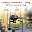 vidaXL Kültéri grill kerékkel Fekete 91 x 71 x 107 cm Fém