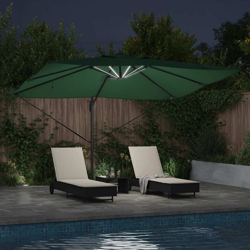 vidaXL Cantilever Roma Napernyő Zöld és Fekete 352 x 251 x 265 cm