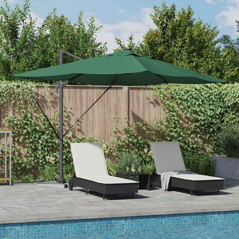 vidaXL Cantilever Roma Napernyő Zöld és Fekete 352 x 251 x 265 cm