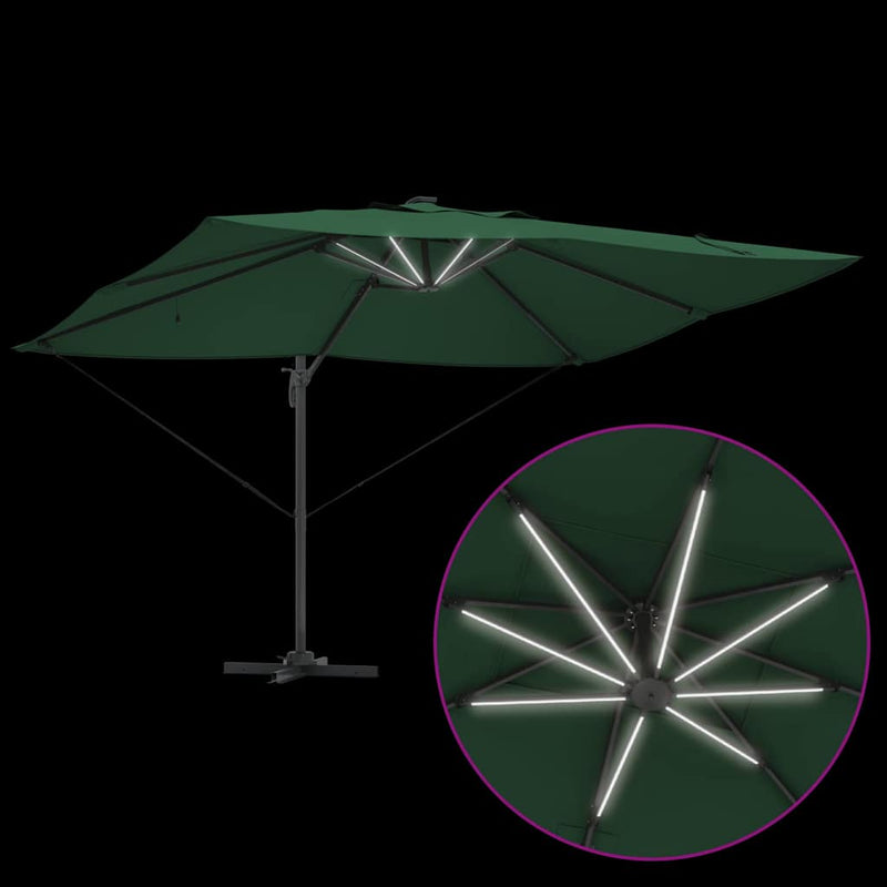 vidaXL Cantilever Roma Napernyő Zöld és Fekete 352 x 251 x 265 cm