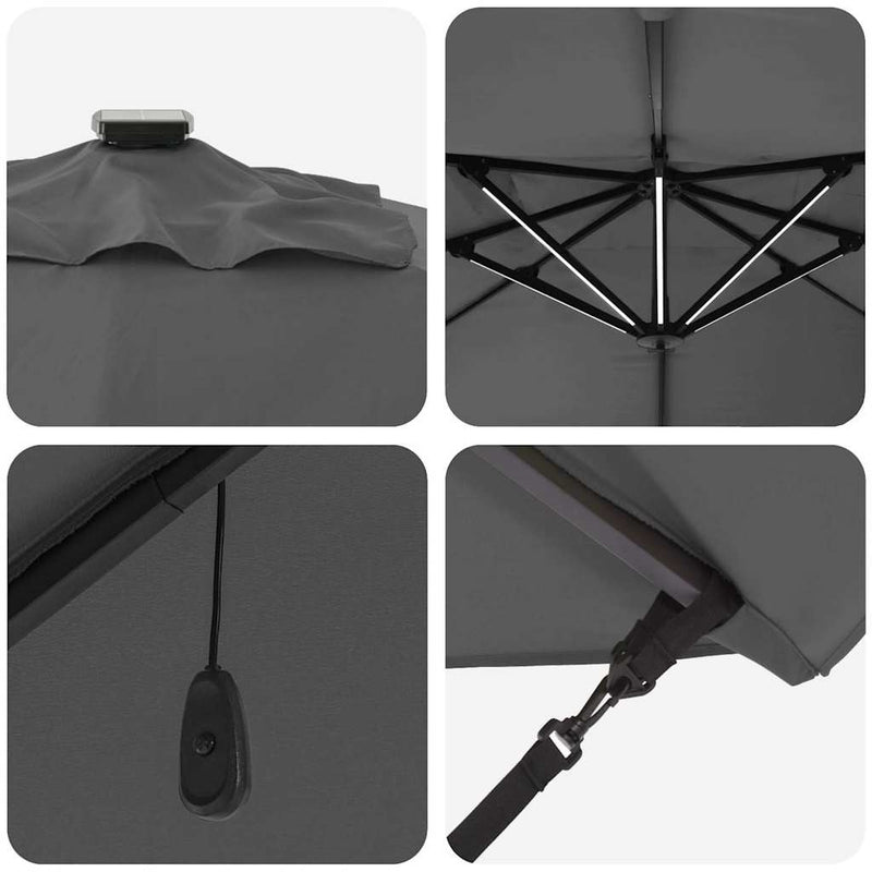 vidaXL Cantilever Roma Napernyő Antracit és fekete 352 x 251 x 265 cm