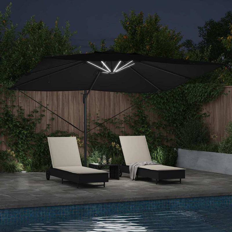 vidaXL Cantilever Roma Napernyő Fekete és fekete 352 x 251 x 265 cm