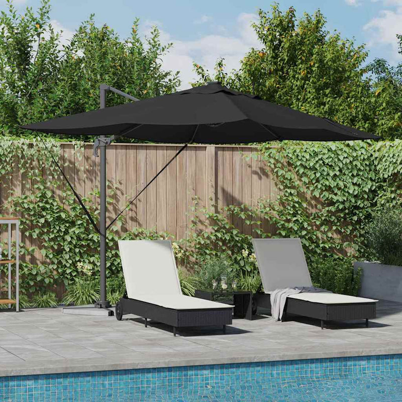 vidaXL Cantilever Roma Napernyő Fekete és fekete 352 x 251 x 265 cm