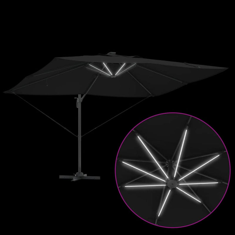 vidaXL Cantilever Roma Napernyő Fekete és fekete 352 x 251 x 265 cm