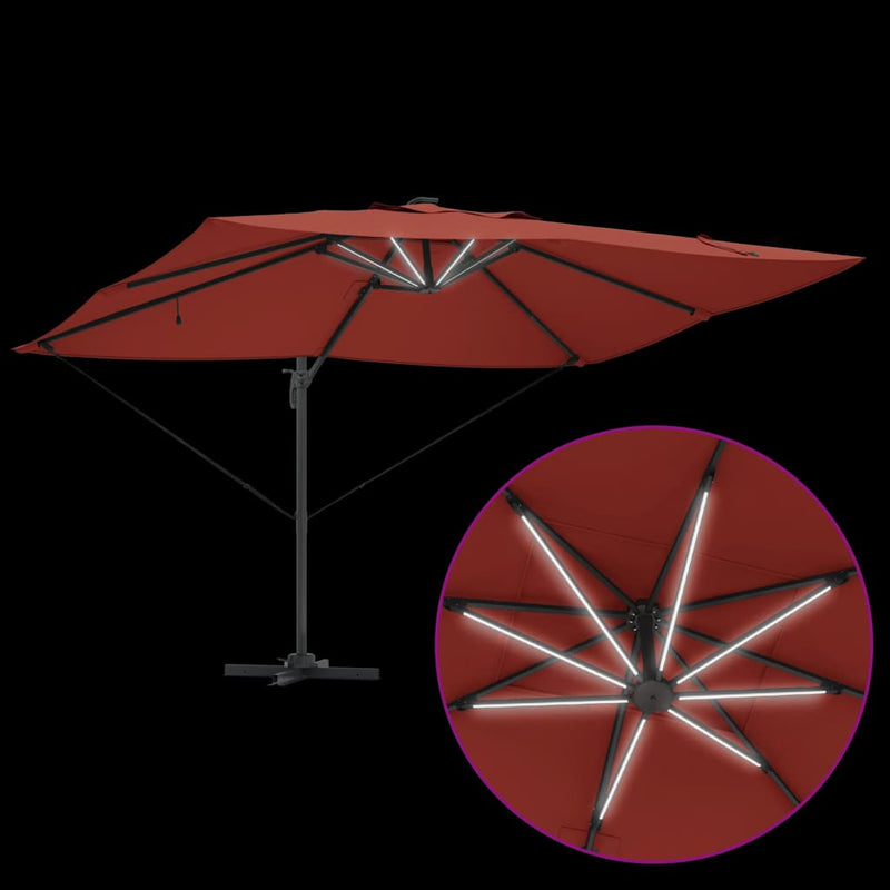 vidaXL Cantilever Roma Napernyő Piros és Fekete 352 x 251 x 265 cm