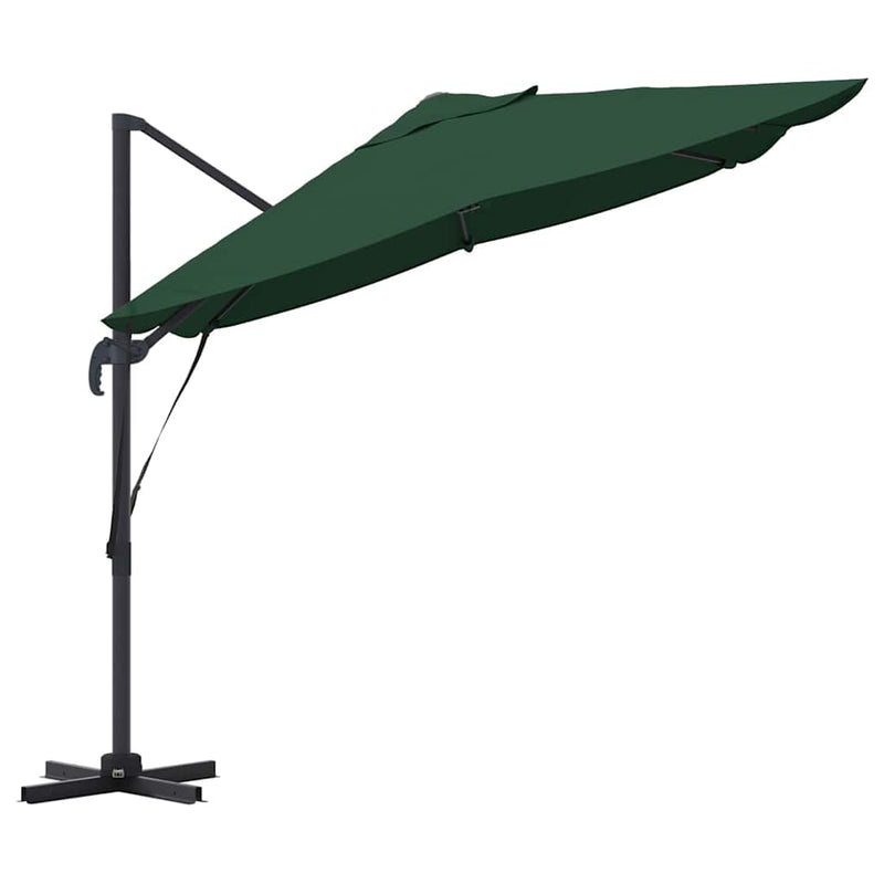 vidaXL Cantilever Roma Napernyő Zöld és Fekete 352 x 251 x 260 cm