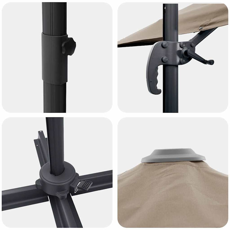 vidaXL Cantilever Roma Napernyő Taupe és Fekete 352 x 251 x 260 cm