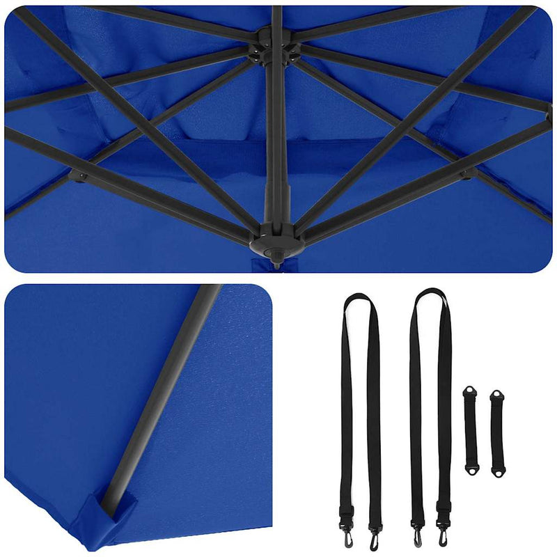 vidaXL Cantilever Roma Napernyő Kék és Fekete 352 x 251 x 260 cm