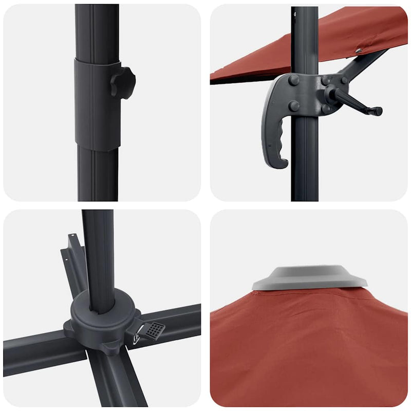 vidaXL Cantilever Roma Napernyő Piros és Fekete 352 x 251 x 260 cm