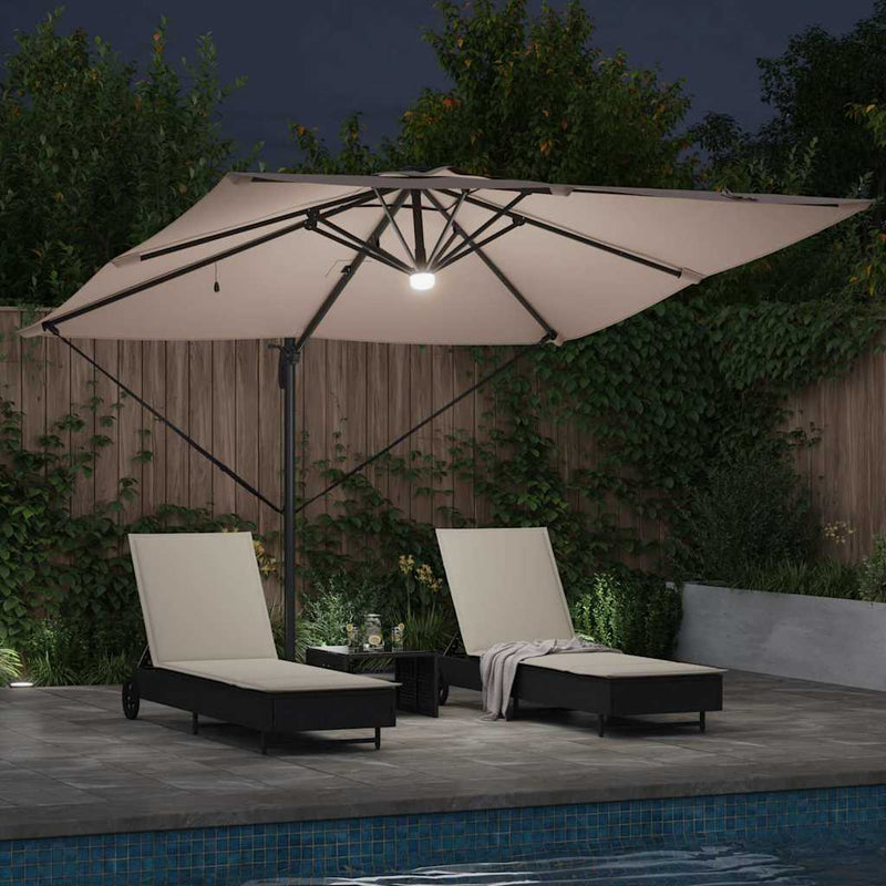 vidaXL Roma napernyő LED -es lámpákkal Tópszínű 286 x 285 x 270 cm