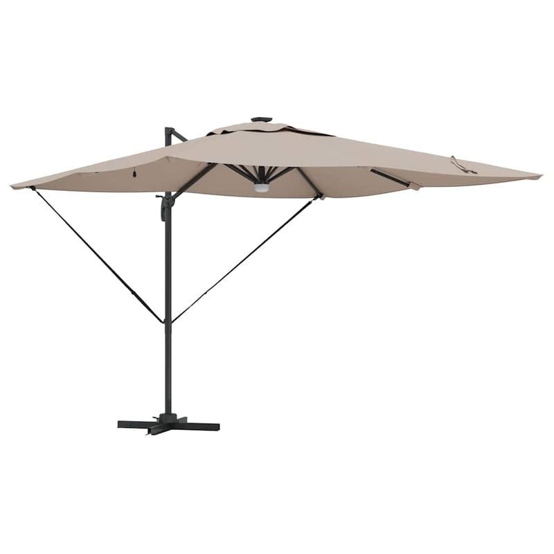 vidaXL Roma napernyő LED -es lámpákkal Tópszínű 286 x 285 x 270 cm