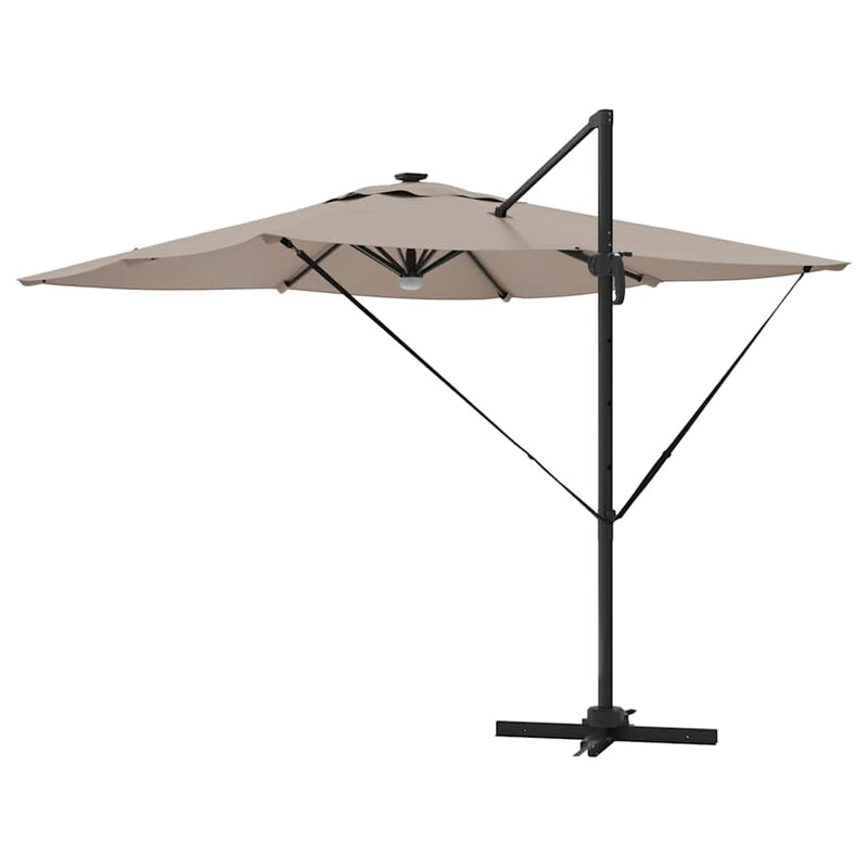 vidaXL Roma napernyő LED -es lámpákkal Tópszínű 286 x 285 x 270 cm