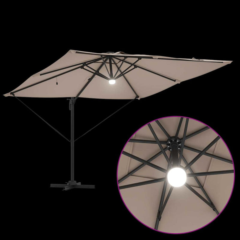 vidaXL Roma napernyő LED -es lámpákkal Tópszínű 286 x 285 x 270 cm