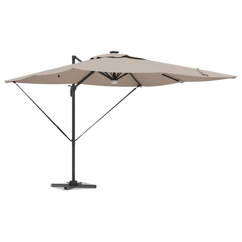 vidaXL Roma napernyő LED -es lámpákkal Tópszínű 286 x 285 x 270 cm