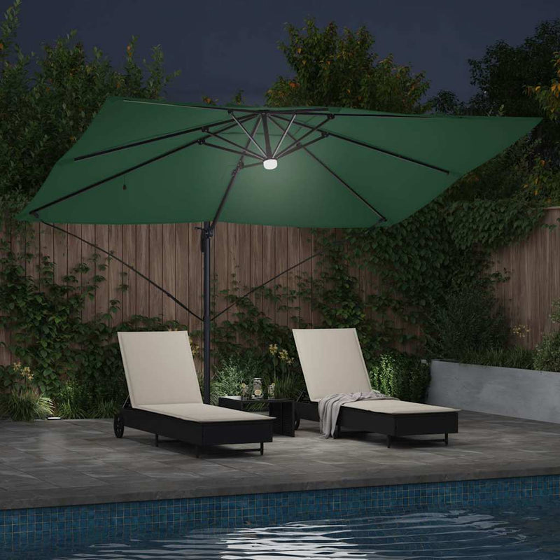 vidaXL Cantilever Roma Napernyő Zöld és Fekete 352 x 251 x 265 cm