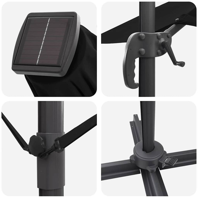 vidaXL Cantilever Roma Napernyő Fekete és fekete 352 x 251 x 265 cm
