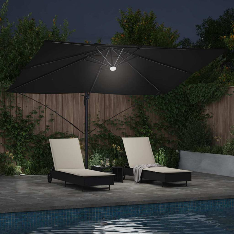 vidaXL Cantilever Roma Napernyő Fekete és fekete 352 x 251 x 265 cm