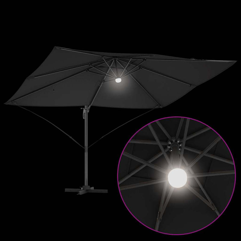 vidaXL Cantilever Roma Napernyő Fekete és fekete 352 x 251 x 265 cm