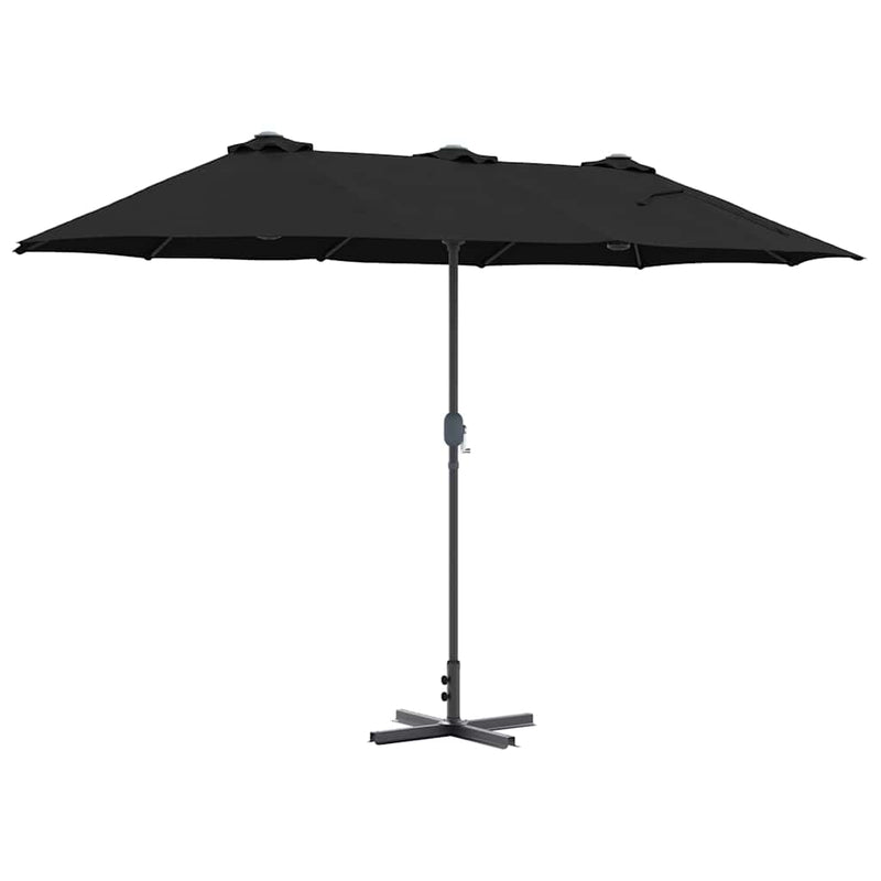 vidaXL Kerti napernyő Fekete 370 x 197 x 239 cm Porszórt Acél
