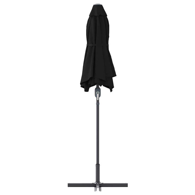 vidaXL Kerti napernyő Fekete 370 x 197 x 239 cm Porszórt Acél