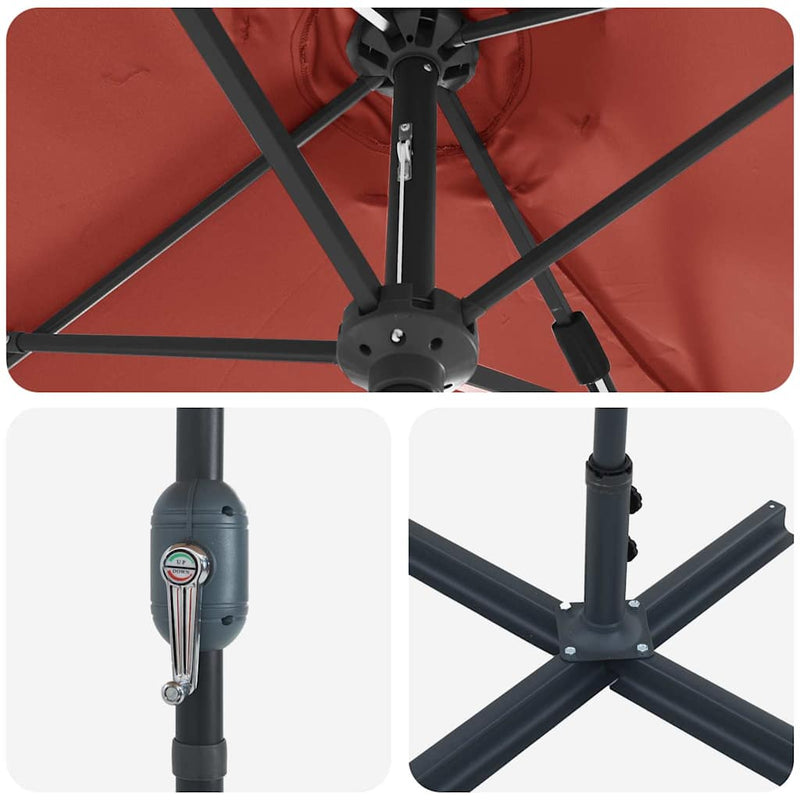 vidaXL Kerti napernyő Terrakotta 370 x 197 x 239 cm Porszórt Acél