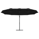 vidaXL Kerti napernyő Fekete 372 x 198 x 243 cm Porszórt Acél
