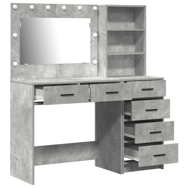 vidaXL Öltözködőasztal fiókkal Szürke 78.5 x 41 x 135 cm Faanyag