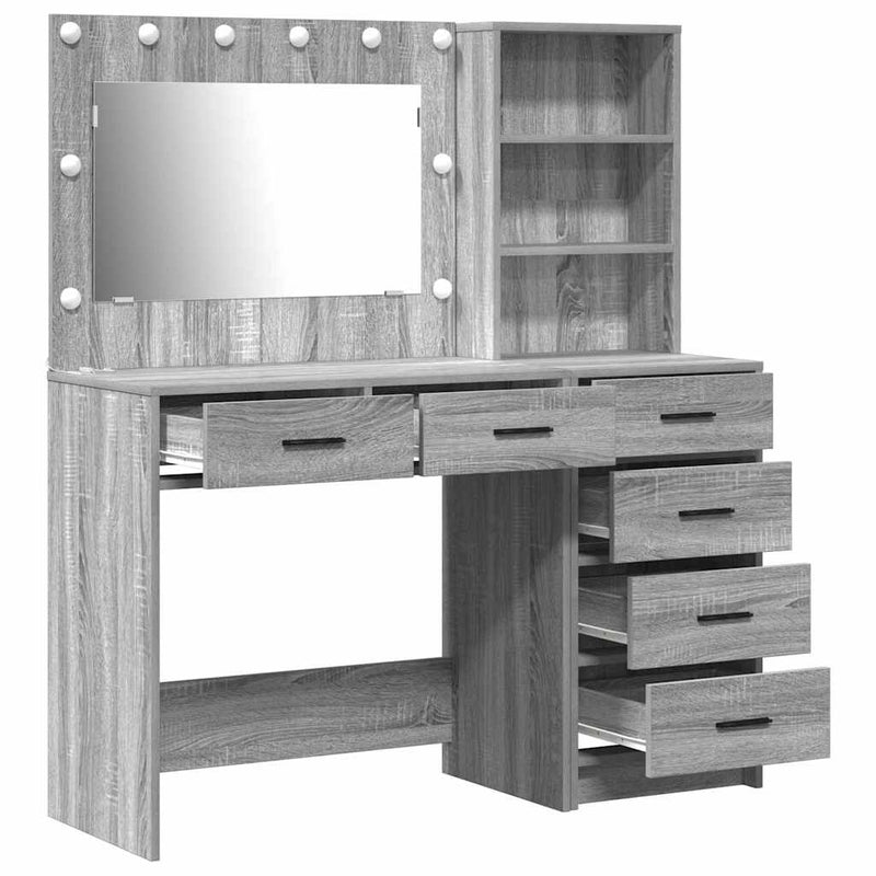 vidaXL Öltözködőasztal Világosszürke 78.5 x 41 x 135 cm Faanyag