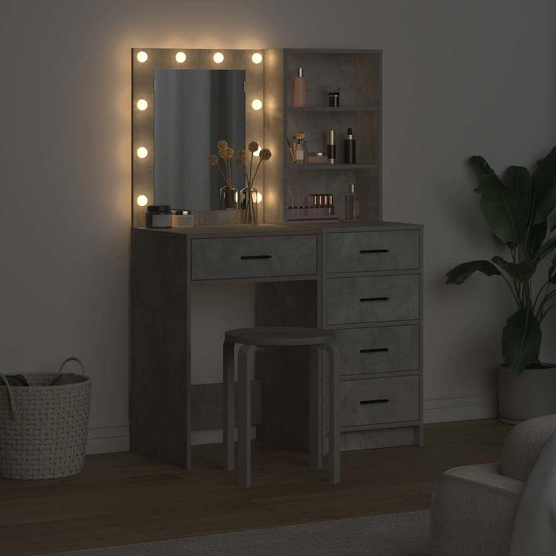 vidaXL Öltözködőasztal fiókkal 2 pcs Szürke 50 x 41 x 135 cm Faanyag