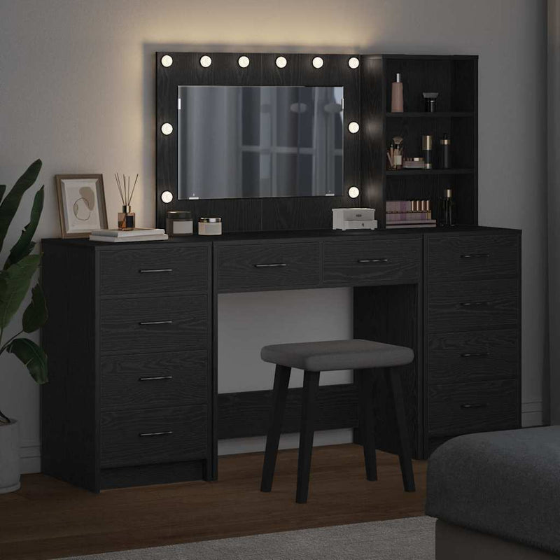 vidaXL Öltözködőasztal fiókkal 3 pcs Fekete 40 x 41 x 135 cm Faanyag