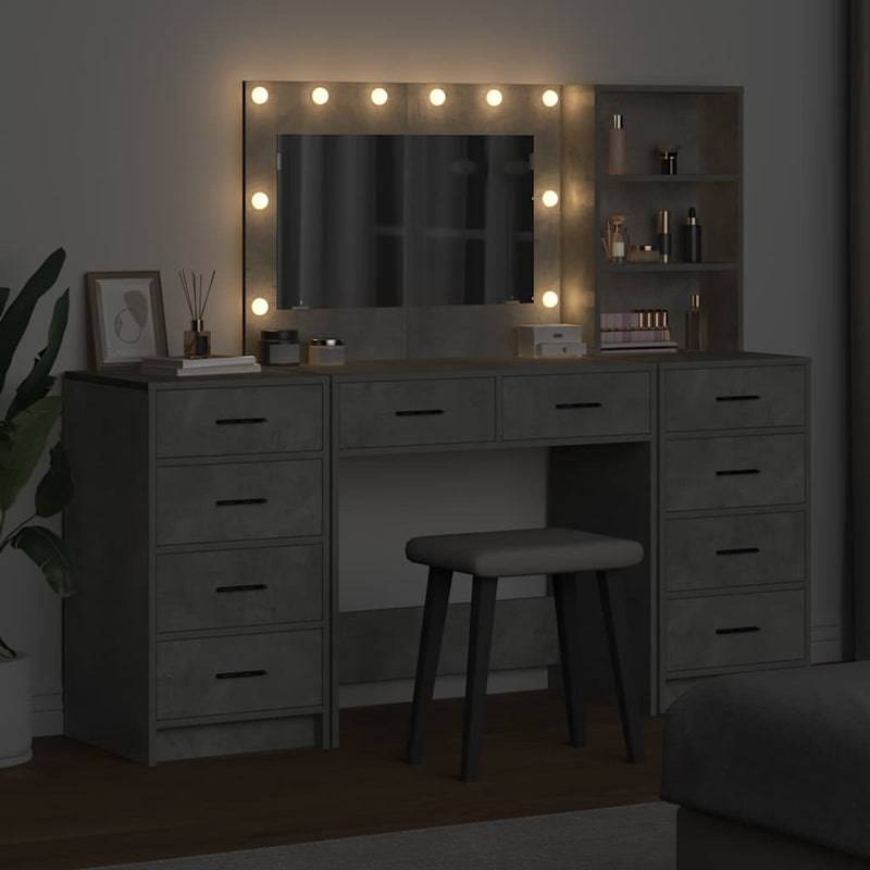 vidaXL Öltözködőasztal fiókkal 3 pcs Szürke 40 x 41 x 135 cm Faanyag