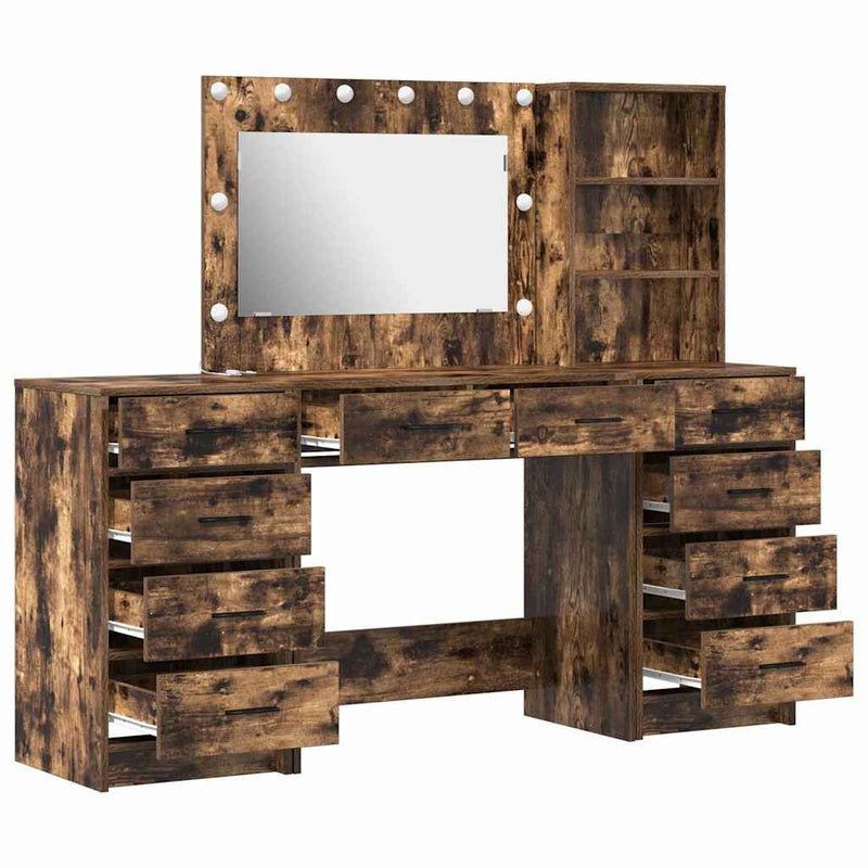 vidaXL Öltözködőasztal fiókkal 3 pcs Barna 40 x 41 x 135 cm Faanyag