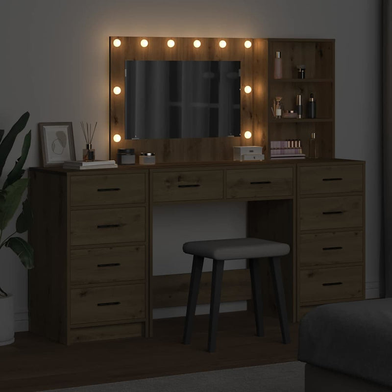 vidaXL Öltözködőasztal fiókkal 3 pcs Barna 40 x 41 x 135 cm Faanyag