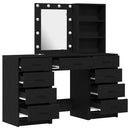 vidaXL Öltözködőasztal fiókkal 3 pcs Fekete 40 x 41 x 135 cm Faanyag