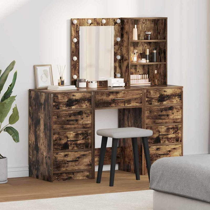 vidaXL Öltözködőasztal fiókkal 3 pcs Barna 40 x 41 x 135 cm Faanyag