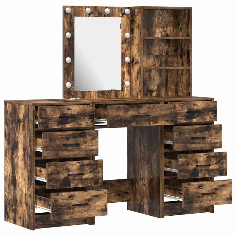 vidaXL Öltözködőasztal fiókkal 3 pcs Barna 40 x 41 x 135 cm Faanyag