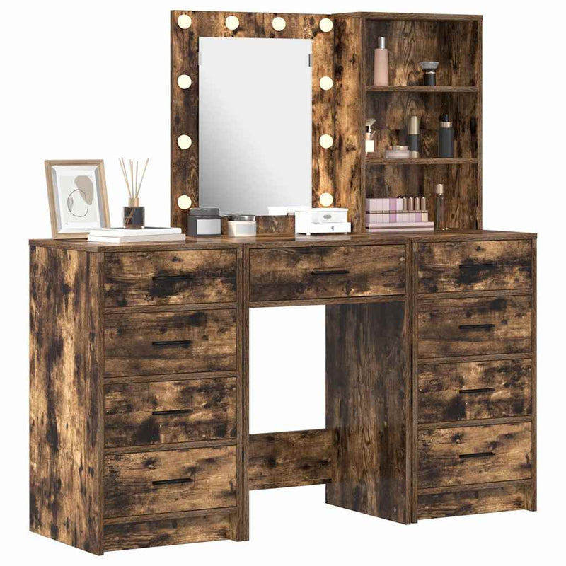 vidaXL Öltözködőasztal fiókkal 3 pcs Barna 40 x 41 x 135 cm Faanyag