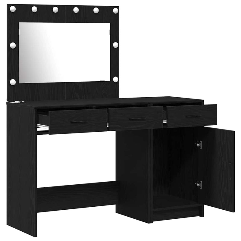 vidaXL Öltözködőasztal fiókkal 2 pcs Fekete 40 x 41 x 75 cm Faanyag