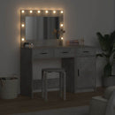 vidaXL Öltözködőasztal tükör lámpákkal fiókkal 2 pcs Szürke Faanyag