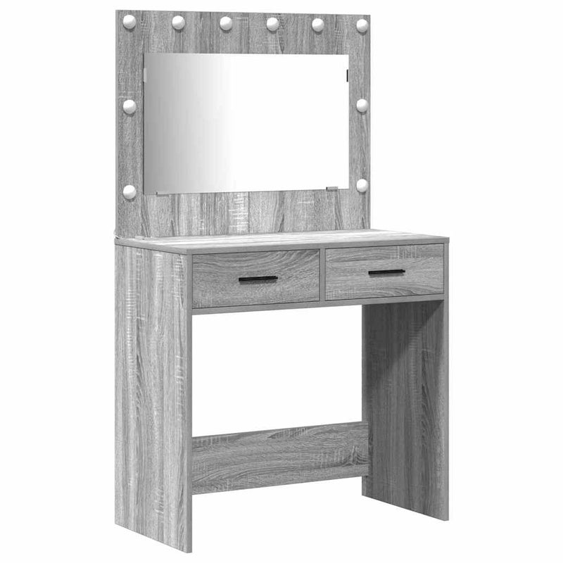 vidaXL Öltözködőasztal fiókkal 2 pcs Szürke 40 x 41 x 75 cm Faanyag