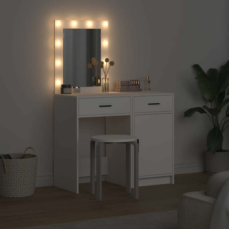 vidaXL Öltözködőasztal fiókkal 2 pcs Fehér 50 x 41 x 135 cm Faanyag