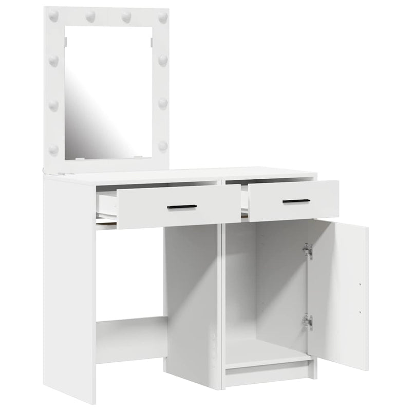 vidaXL Öltözködőasztal fiókkal 2 pcs Fehér 50 x 41 x 135 cm Faanyag