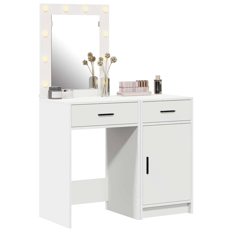 vidaXL Öltözködőasztal fiókkal 2 pcs Fehér 50 x 41 x 135 cm Faanyag