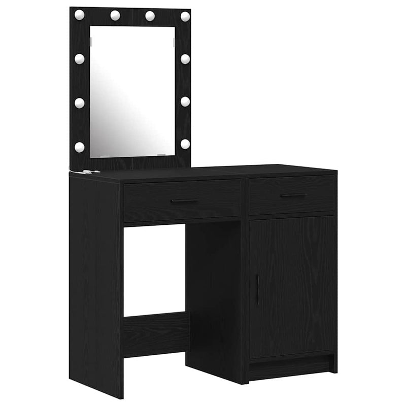 vidaXL Öltözködőasztal fiókkal 2 pcs Fekete 50 x 41 x 135 cm Faanyag