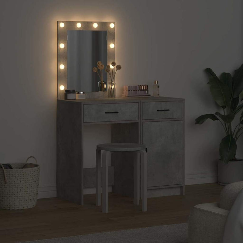 vidaXL Öltözködőasztal fiókkal 2 pcs Szürke 50 x 41 x 135 cm Faanyag